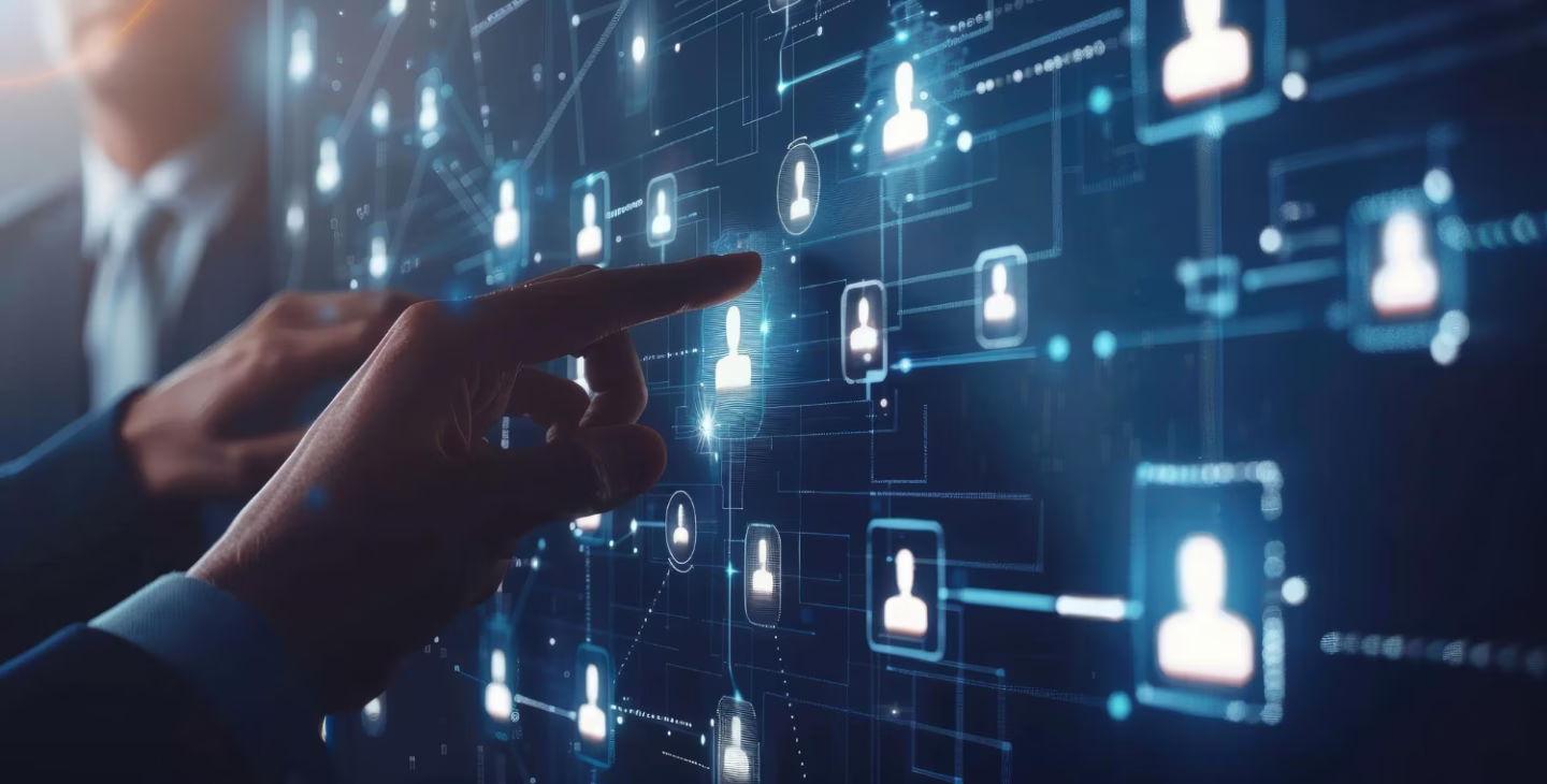 Interface numérique illustrant l’intelligence artificielle au service de la gestion prévisionnelle des ressources humaines et opérationnelles.