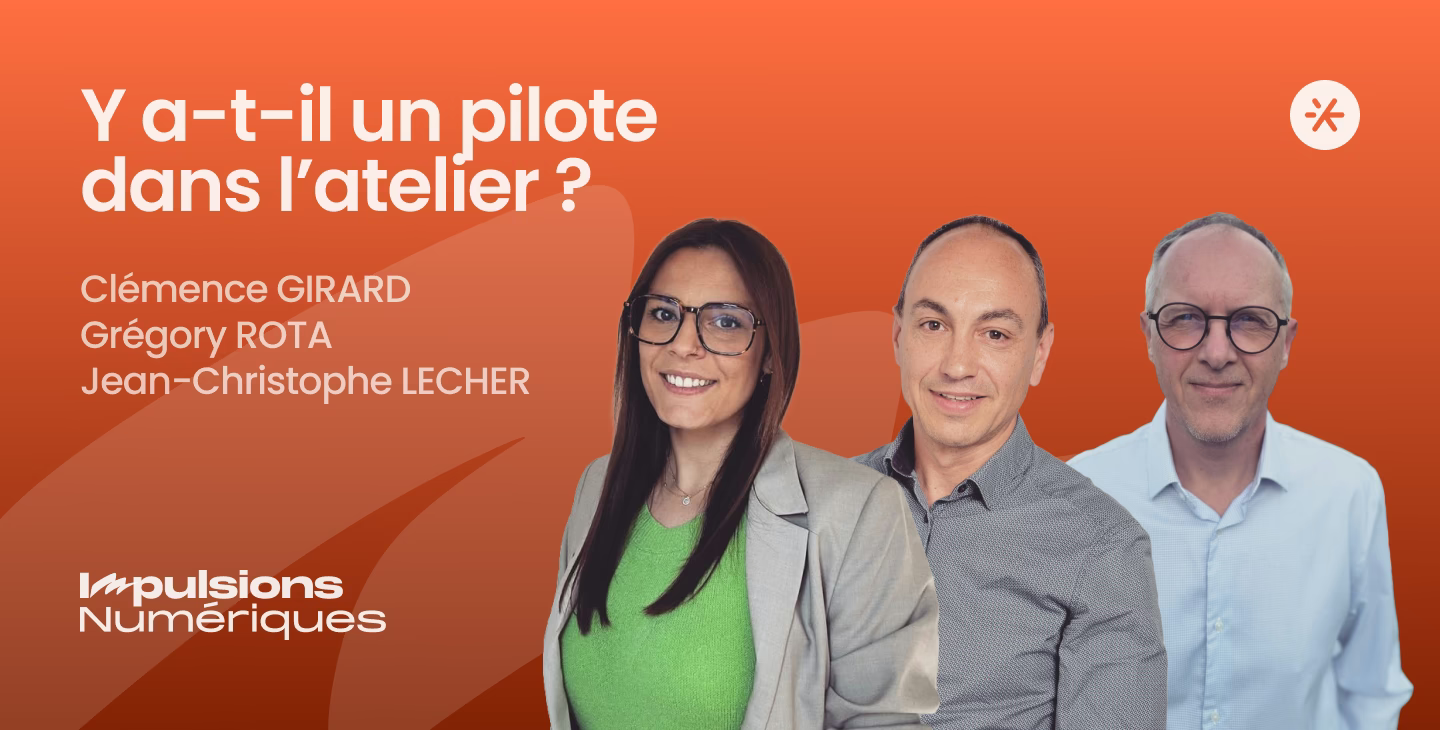 Visuel d’un épisode sur le pilotage de l’atelier industriel avec trois intervenants