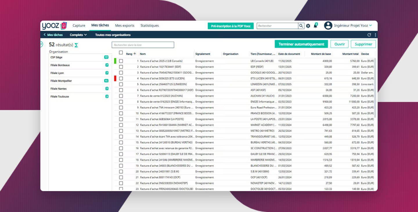Yooz Sage X3 automatise la dématérialisation des factures fournisseurs.