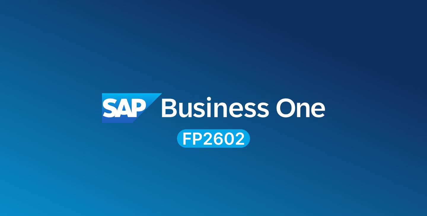Visuel SAP Business One FP2602 présentant la précédente mise à jour de l'ERP